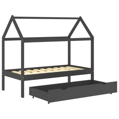  Łóżko dziecięce z szufladą, ciemnoszare, lita sosna, 80x160 cm Lumarko!