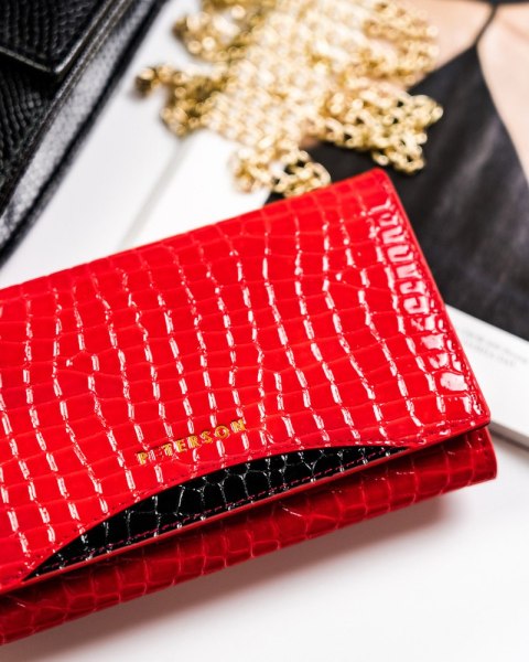  Lakierowany Portfel Damski Z Motywem Krokodylej Skóry!