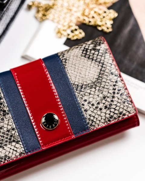 Skórzany portfel damski z motywem wężowej skóry — Peterson