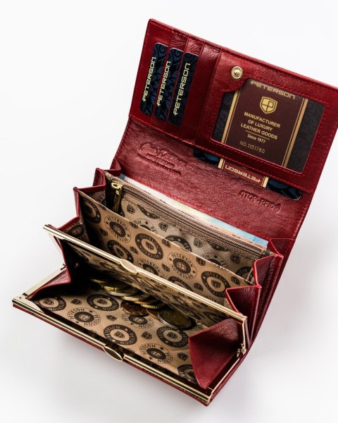 Skórzany portfel damski z motywem wężowej skóry — Peterson