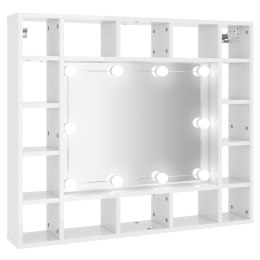  Szafka z lustrem i LED, biała z połyskiem, 91x15x76,5 cm Lumarko!