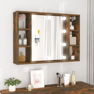  Szafka z lustrem i LED, przydymiony dąb, 76x15x55 cm Lumarko!