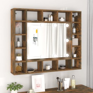 Szafka z lustrem i LED, przydymiony dąb, 91x15x76,5 cm Lumarko!