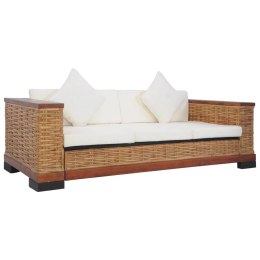  3-osobowa sofa z poduszkami, brązowa, naturalny rattan Lumarko!