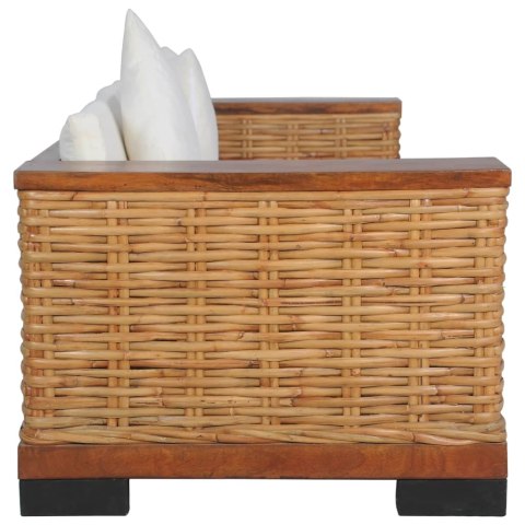  3-osobowa sofa z poduszkami, brązowa, naturalny rattan Lumarko!