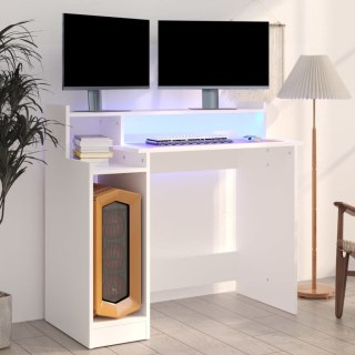  Biurko z podświetleniem LED, białe, 97x90x45 cm Lumarko!