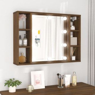 Szafka z lustrem i LED, brązowy dąb, 76x15x55 cm Lumarko!