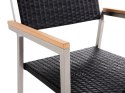  Zestaw ogrodowy stół szkło tłuczone dzielony blat i 6 krzeseł rattanowych czarnych GROSSETO Lumarko!