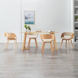  Krzesła do jadalni, 4 szt., kremowe, gięte drewno i ekoskóra Lumarko!