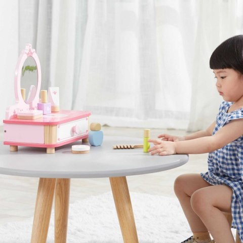Viga Różowa Toaletka Drewniana Do Makijażu z Lustrem + Akcesoria Lumarko!