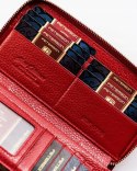 Duży skórzany portfel damski typu piórnik z paskiem na nadgarstek — Peterson