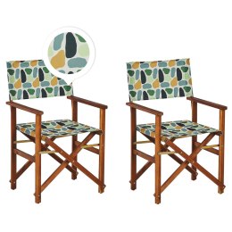  Zestaw 2 krzeseł ogrodowych akacjowy ciemne drewno z szarym / wzór w plamy CINE Lumarko!