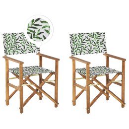  Zestaw 2 krzeseł ogrodowych akacjowy jasne drewno z szarym / wzór w liście CINE Lumarko!