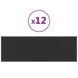  Panele ścienne, 12 szt., czarne, 90x30 cm, tkanina, 3,24 m² Lumarko!