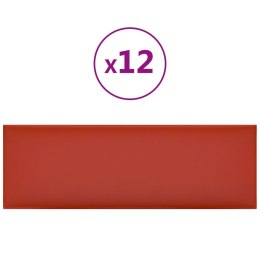  Panele ścienne, 12 szt., czerwone, 90x30 cm, sztuczna skóra Lumarko!