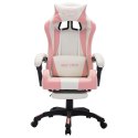  Fotel gamingowy z LED RGB, różowo-biały, sztuczna skóra Lumarko!