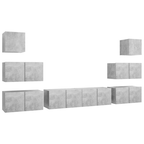  8-cz. zestaw szafek TV, szarość betonu, płyta wiórowa Lumarko!