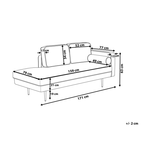  Szezlong welurowy prawostronny czarny MIRAMAS