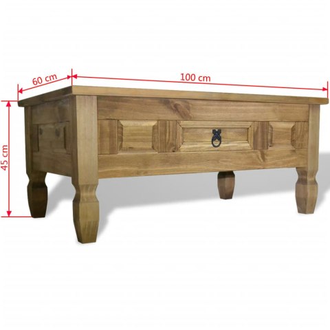  Stolik kawowy w meksykańskim stylu Corona, sosna, 100x60x45 cm Lumarko!