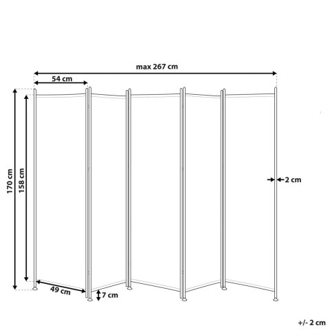  5-panelowy składany parawan pokojowy 270 x 170 cm biały NARNI