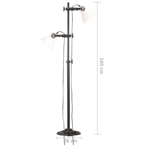  Lampa podłogowa z 2 kloszami, biała, E27, żeliwo Lumarko!