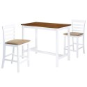  Stół barowy i 2 krzesła, lite drewno, kolor brązowy i biały Lumarko!