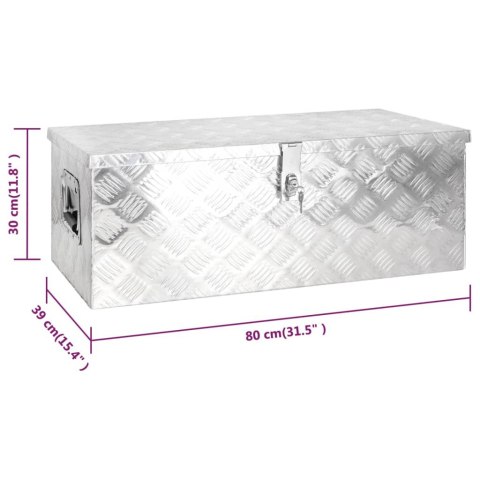  Skrzynka do przechowywania, srebrna, 80x39x30 cm, aluminium Lumarko!