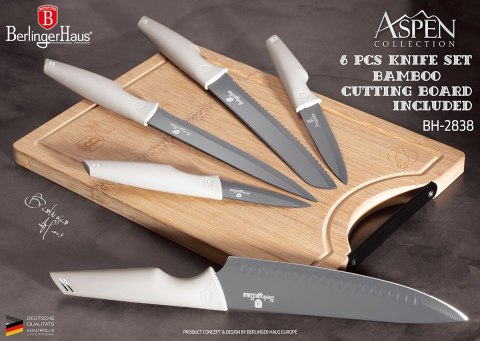 ZESTAW 5 NOŻY KUCHENNYCH Z DESKĄ BERLINGER HAUS BH-2838 Lumarko!
