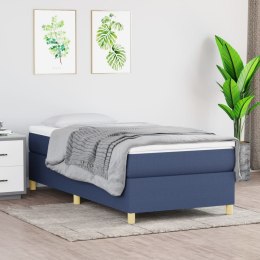  Łóżko kontynentalne, niebieskie, obite tkaniną, 90x200 cm Lumarko!