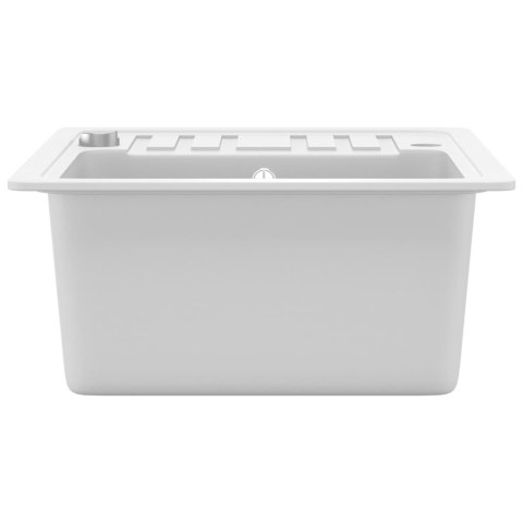  Granitowy zlewozmywak jednokomorowy, biały Lumarko!