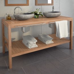  Szafka łazienkowa pod 2 umywalki, drewno tekowe, 132x45x75 cm Lumarko!
