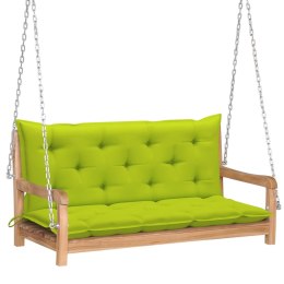  Huśtawka ogrodowa z jasnozieloną poduszką, 120cm, drewno tekowe Lumarko!