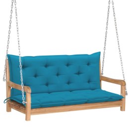  Huśtawka ogrodowa z niebieską poduszką, 120 cm, drewno tekowe Lumarko!