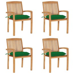  Sztaplowane krzesła ogrodowe z poduszkami, 4 szt., tekowe Lumarko!