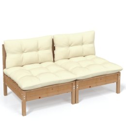  2-osobowa sofa ogrodowa z kremowymi poduszkami, drewno sosnowe!