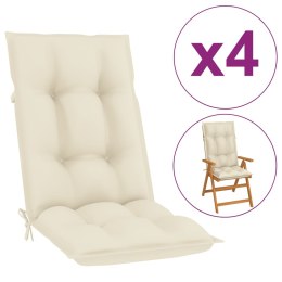  Poduszki na krzesła ogrodowe, 4 szt., kremowe, 120x50x7 cm Lumarko!