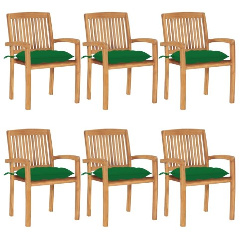  Sztaplowane krzesła ogrodowe z poduszkami, 6 szt., tekowe Lumarko!