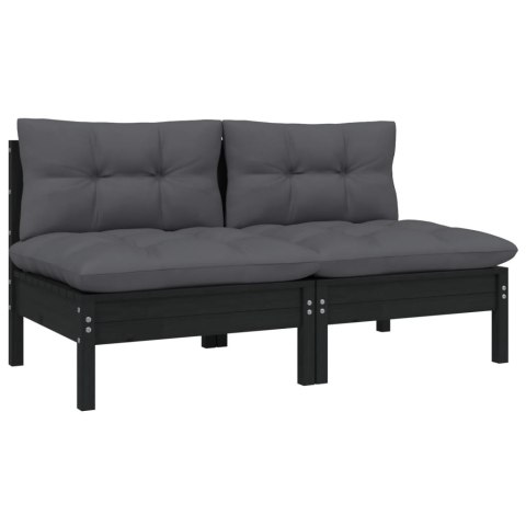  2-osobowa sofa ogrodowa z poduszkami, czarna, drewno sosnowe Lumarko!