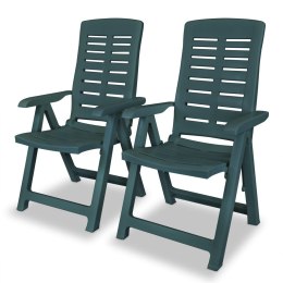  Rozkładane krzesła ogrodowe, 2 szt., plastikowe, zielone Lumarko!