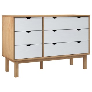  Komoda z szufladami, brązowo-biała, 113,5x39,5x73 cm lita sosna Lumarko!