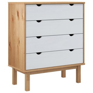  Komoda z szufladami, brązowo-biała, 76,5x39,5x90 cm, lita sosna Lumarko!