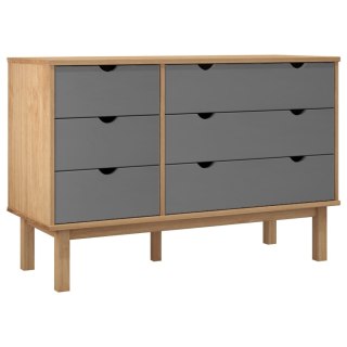  Komoda z szufladami, brązowo-szara, 113,5x39,5x73 cm lita sosna Lumarko!