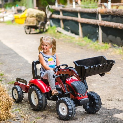  Traktor Valtra Bordowy Na Pedały Z Przyczepką I Łyżką Od 3 Lat Lumarko!