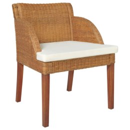 Krzesło stołowe z poduszką, jasnobrązowy naturalny rattan Lumarko!