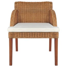  Krzesło stołowe z poduszką, jasnobrązowy naturalny rattan Lumarko!