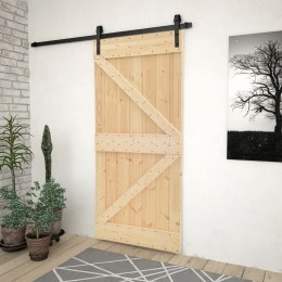  Drzwi przesuwne z osprzętem, 90x210 cm, lite drewno sosnowe!