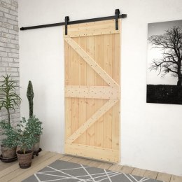  Drzwi przesuwne z osprzętem, 90x210 cm, lite drewno sosnowe!