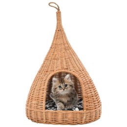  Domek dla kota z poduszką, 40x60 cm, naturalna wiklina, tipi!