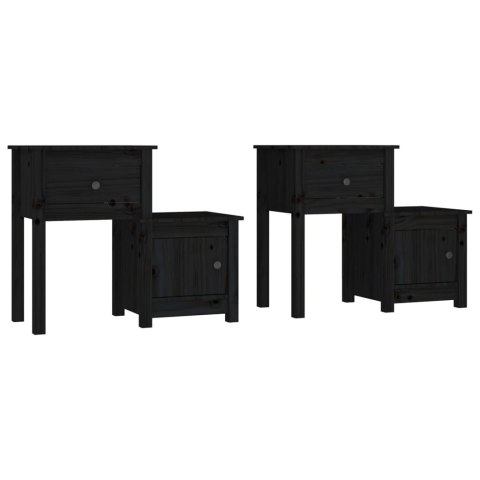  Szafki nocne, 2 szt., czarne, 79,5x38x65,5 cm, drewno sosnowe Lumarko!