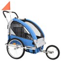  Rowerowa przyczepka dla dzieci/wózek 2-w-1, niebieski i szary Lumarko!